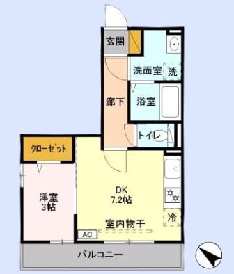 ソラーレ(1DK/1階)の間取り写真