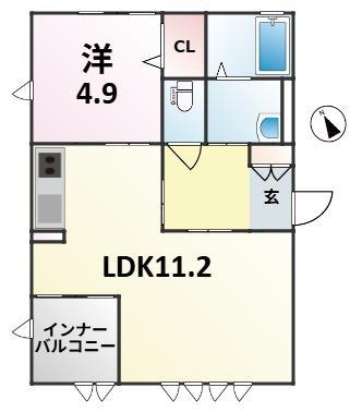 エステートピア・ルンビニーP(1LDK/2階)の間取り写真