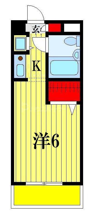ジョイフル津田沼III(1K/4階)の間取り写真
