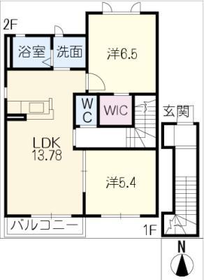 シャルマン光(2LDK/2階)の間取り写真