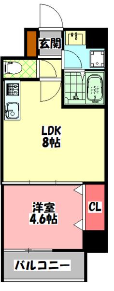 アーリーズ守口(1LDK/3階)の間取り写真