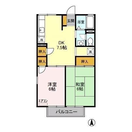 パレスエビハラ(2DK/2階)の間取り写真