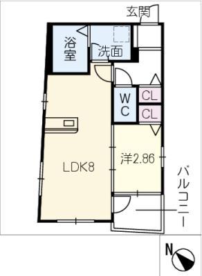 ジュエル刈谷広小路(1LDK/3階)の間取り写真