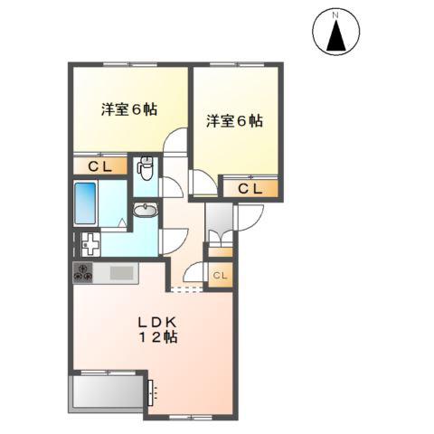 ノーブルハイツIII(2LDK/1階)の間取り写真
