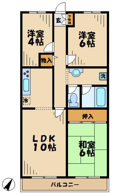 ファインコート黒川(3LDK/3階)の間取り写真