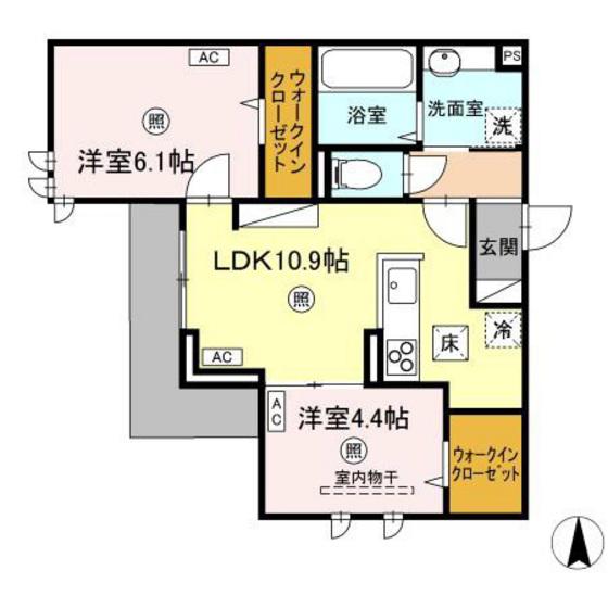 ヌォーヴァ ルーチェ(2LDK/1階)の間取り写真