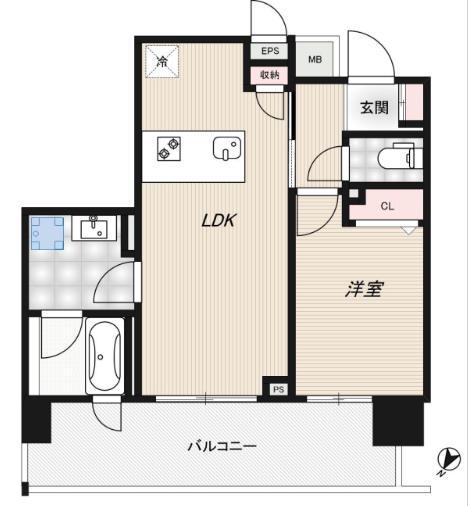 RIDGE豊洲(1LDK/5階)の間取り写真