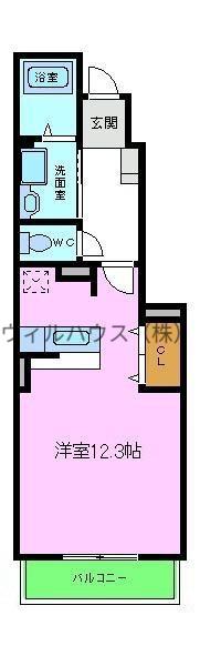 グリーンアンジュ2(ワンルーム/1階)の間取り写真