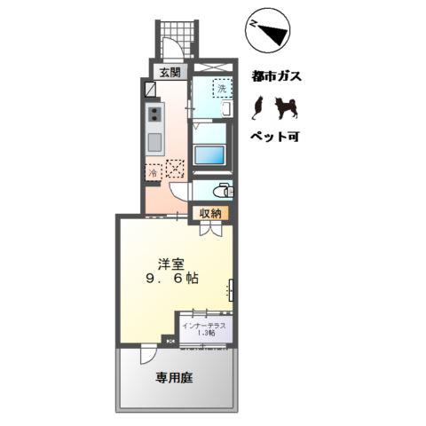 萩原町アパート(1K/1階)の間取り写真
