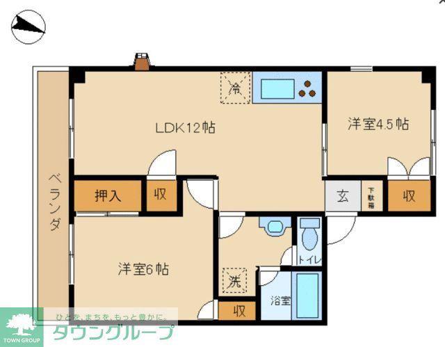 メゾンブリアン(2LDK/2階)の間取り写真