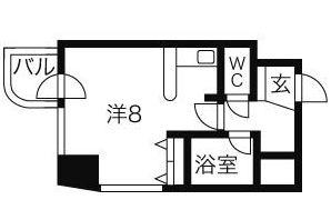 レクセル札幌平岸(1K/8階)の間取り写真