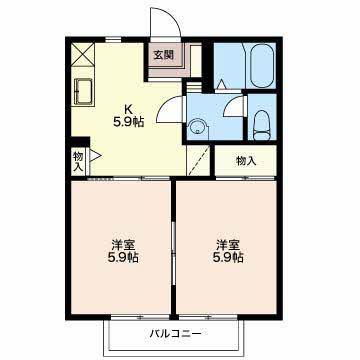 ソレイユ藤(2K/1階)の間取り写真