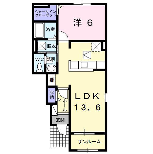 パストラルC(1LDK/1階)の間取り写真