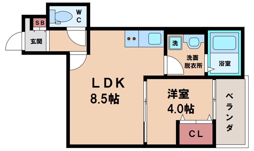 セリリアコンフォート我孫子(1LDK/2階)の間取り写真