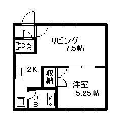 ハイツよつ葉(1DK/2階)の間取り写真