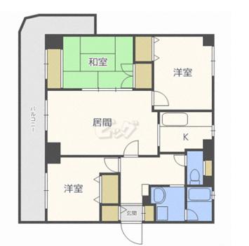 三雄マンション(3LDK/7階)の間取り写真
