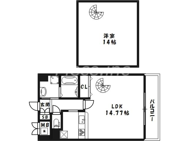 ブラーヴォ扇町(1LDK/8階)の間取り写真