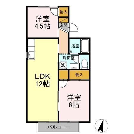 フレグラントアネックスI(2LDK/1階)の間取り写真
