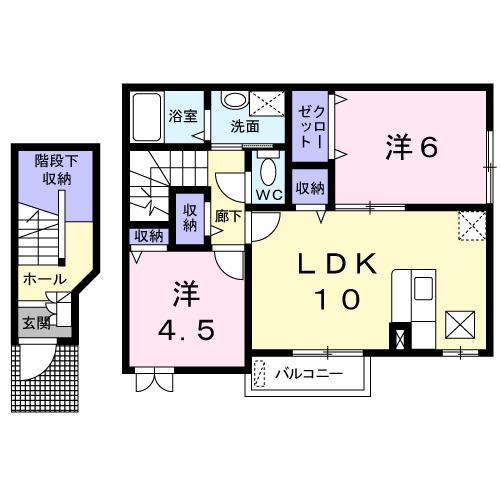 メゾン榎戸(2LDK/2階)の間取り写真