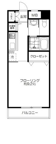 ティーズガーデン元町(1K/3階)の間取り写真