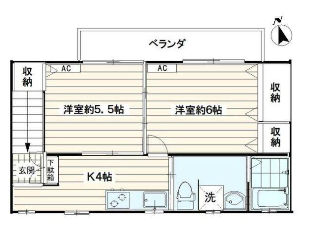 清水町 貸アパート(2K/2階)の間取り写真