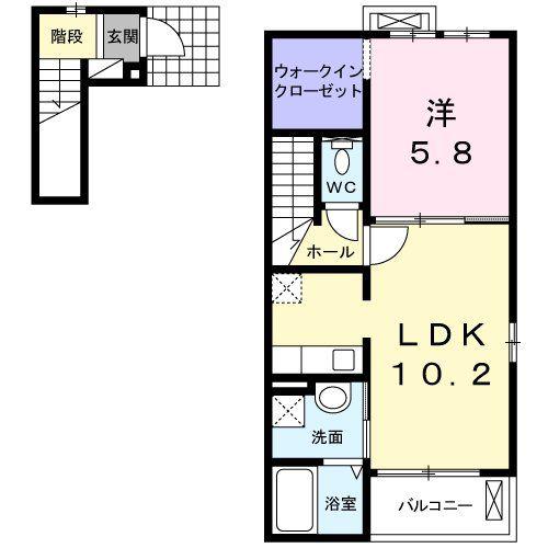 ヴェルテ表町(1LDK/2階)の間取り写真