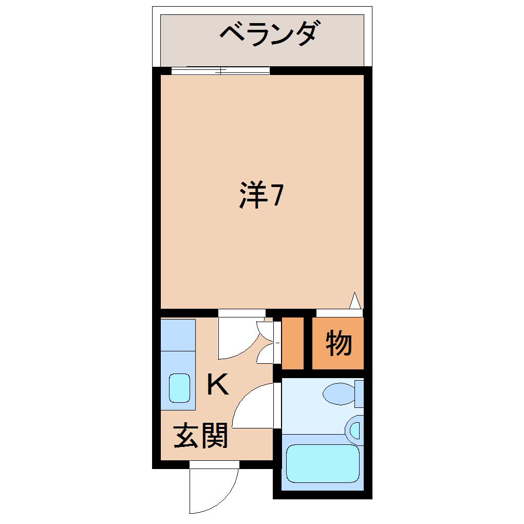 シャルマンフジ湊北町弐番館(1K/2階)の間取り写真