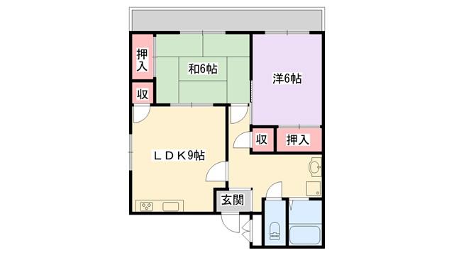 クレール星田(2LDK/1階)の間取り写真
