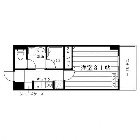 バルビエントⅡ(1K/1階)の間取り写真