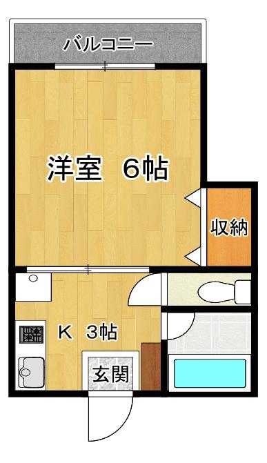 フラット35E(1K/2階)の間取り写真