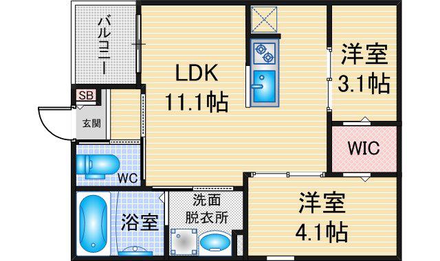 REGALEST草薙町(2LDK/1階)の間取り写真