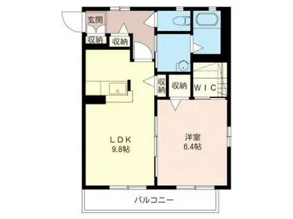 ボヌール・ボワ(1LDK/2階)の間取り写真