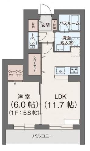 CREA仲町台(1LDK/3階)の間取り写真