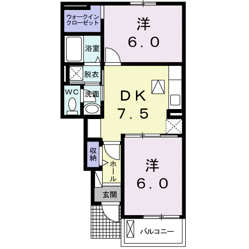 フレイグラント オリーブ(2DK/1階)の間取り写真
