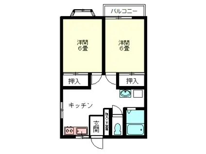 北條ハイツ A(2DK/1階)の間取り写真