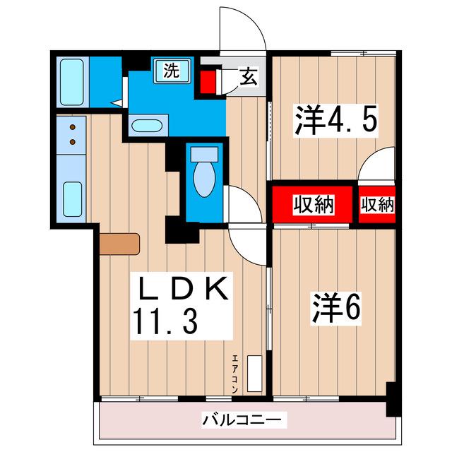 アコール稲秀(2LDK/2階)の間取り写真