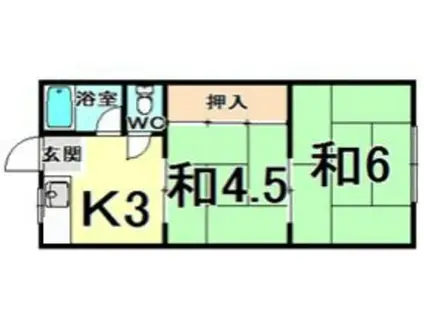 飛田文化(2K/2階)の間取り写真