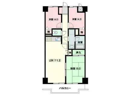 ライオンズマンション北久里浜第2(3LDK/3階)の間取り写真
