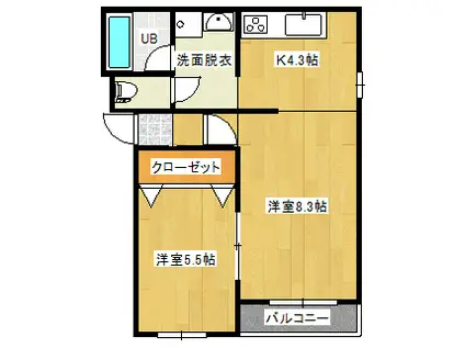 ヒーローマンションソエム(1LDK/1階)の間取り写真