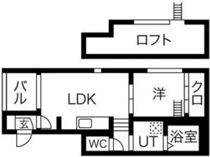 ハーモニーテラス名西通(1LDK/2階)の間取り写真
