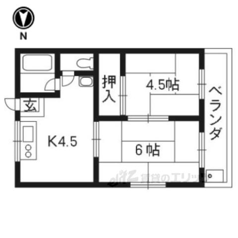 ハイツ西柿A棟・B棟(2DK/2階)の間取り写真