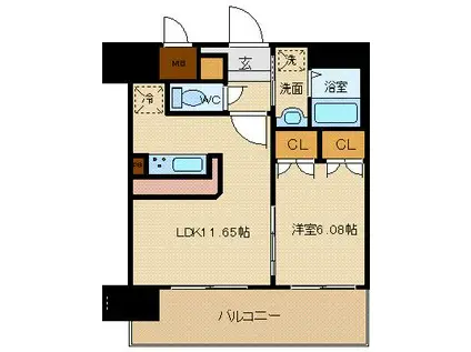 アルティザ仙台花京院(1LDK/4階)の間取り写真