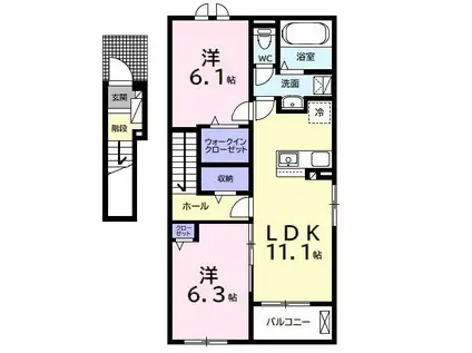 ダックテイルT&Y(2LDK/2階)の間取り写真