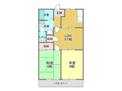 バームハイツ(2LDK/2階)の間取り写真