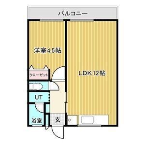 ハイツむすぶ(1LDK/3階)の間取り写真