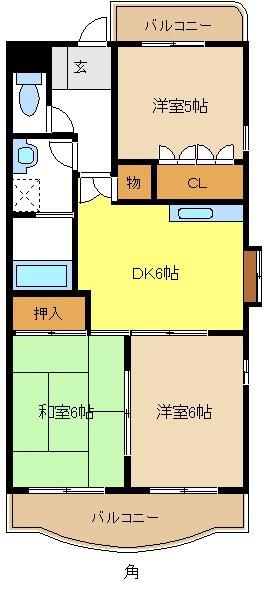 セントラルハイツ中平(3DK/2階)の間取り写真