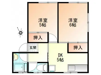 コーポ清江(2DK/2階)の間取り写真