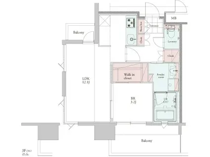 エンクレスト博多PREMIER(1LDK/3階)の間取り写真