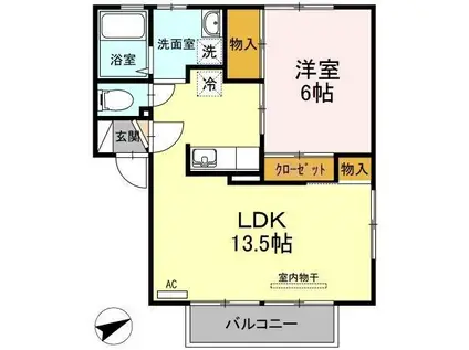 ドリームさくら(1LDK/2階)の間取り写真