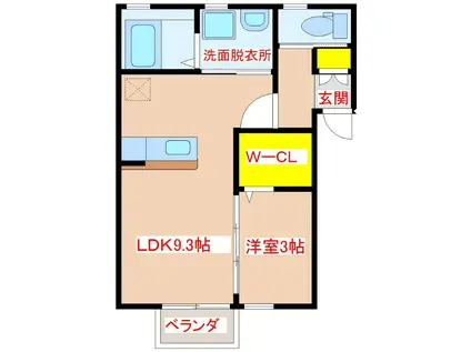 ソレアードII(1LDK/1階)の間取り写真